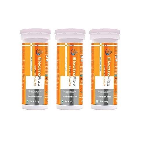 Kavir Electrolyte Instant Energy and Hydration Sports Drink - 36 Effervescent Tablets (Pack of 3 Tubes) - Lemon Flavor (Orange)