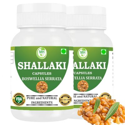 Morsan's Shallaki (Boswellia serrata) Capsules, Pack of 2 x 60 x 500 mg. Veg. Capsules (2), Pure and Natural