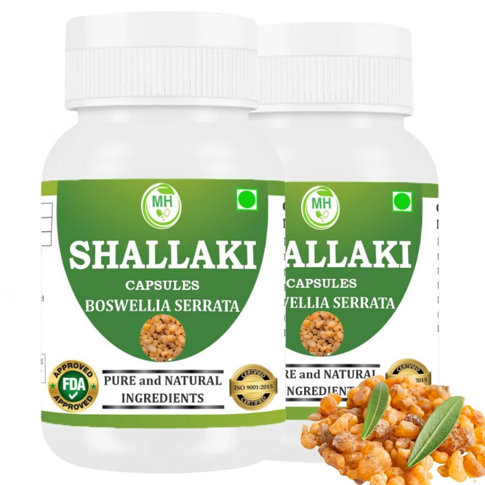 Morsan's Shallaki (Boswellia serrata) Capsules, Pack of 2 x 60 x 500 mg. Veg. Capsules (2), Pure and Natural