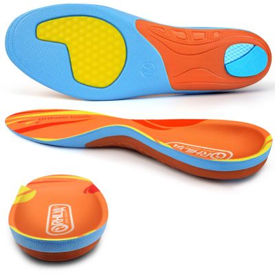 ORHILYA Arch Support Insert Plantar Fasciitis Pain Relief Heel Spur Orthopedic Insole Men Women, Flat Feet Comfort Gel Work Boot Shoe Orthotic Insert Long Time Standing, XS