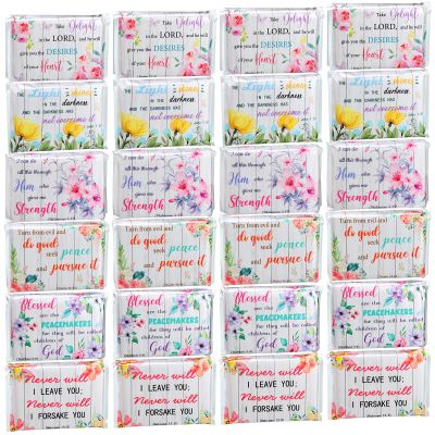 24 Packs Travel Size Tissue Pocket Slim Pack Facial 3 Ply Wallet Size Pocket Tissues for Travel Wedding Party Favors, 6 Styles(Flower Bible)
