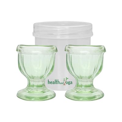 HealthAndYoga ChillEyes Transparent Glass Eye Wash Cup - Effective Eye Rinse and Cleansing  Eco-Friendly, Non-Reactive, Safe and Comfortable (Green - Set of 2)