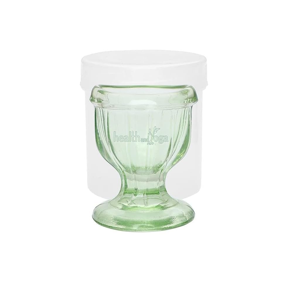 HealthAndYoga ChillEyes Transparent Glass Eye Wash Cup - Effective Eye Rinse and Cleansing  Eco-Friendly, Non-Reactive, Safe and Comfortable (Green - Single)