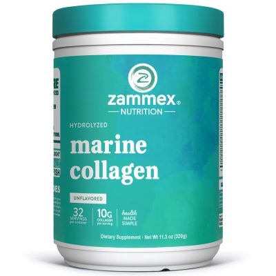 Zammex Marine Collagen Peptides Powder Unflavored, Wild-Caught Fish Collagen Powder, Supports Healthy Skin, Hair, Joints, Type 1 & 3 Collagen Supplement for Women - Easy to Mix. (32 Servings)