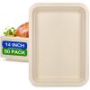 EcoAvance 14 inch Large Paper Plates, 50 Pack Disposable Trays, 100% Compostable Paper Plates Heavy Duty, Eco Friendly Disposable Plates, Brown Paper Plates Dinner for Party BBQ Picnic view 1