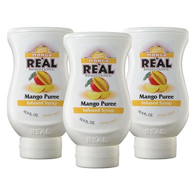 Mango Rel Infused Exotics, Mango Puree Infused Syrup, 16.9 FL OZ Squeezable Bottle (Pack of 3)