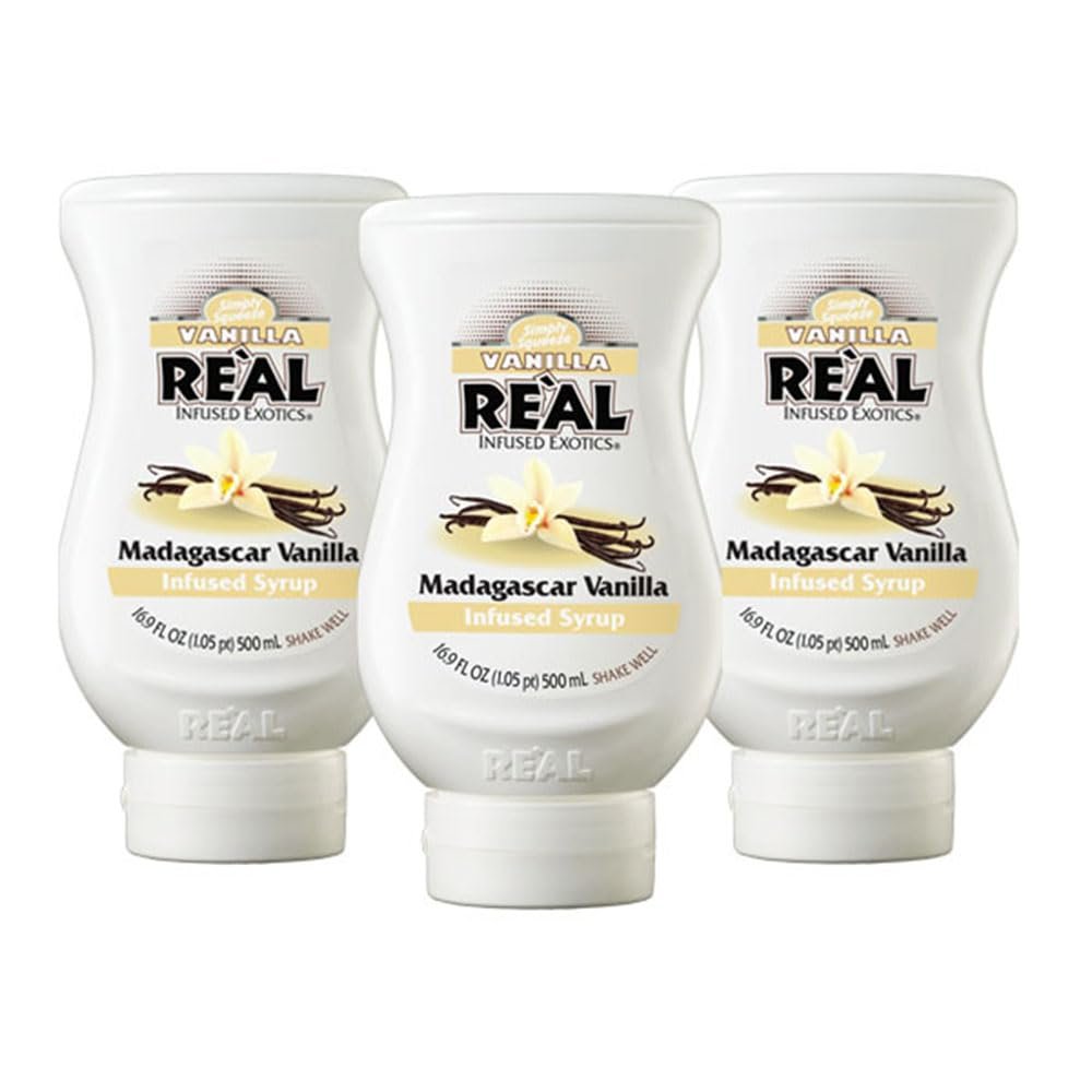 Vanilla Rel Infused Exotics, Madagascar Vanilla Infused Syrup, 16.9 FL OZ Squeezable Bottle (Pack of 3)