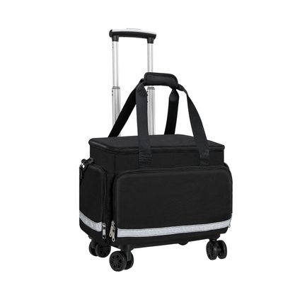 Gatycallaty Medical Trolley Bag with Wheels EMT EMS First Responder Nurse Home Health Bag Homecare Physician Traveling Field Trips Camping Hiking Scout Troop with Compartments Removable (Black)