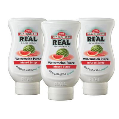 Watermelon Rel Infused Exotics, Watermelon Puree Infused Syrup, 16.9 FL OZ Squeezable Bottle (Pack of 3)