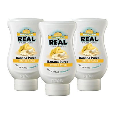 Banana Rel Infused Exotics, Banana Puree Infused Syrup, 16.9 FL OZ Squeezable Bottle (Pack of 3)