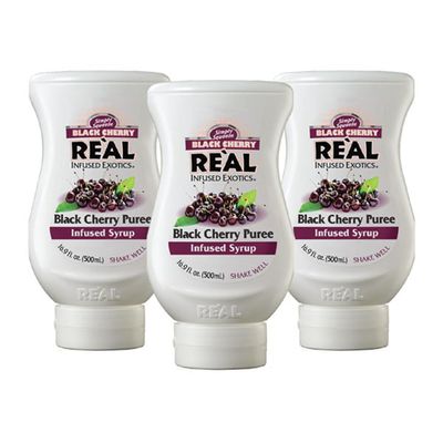 Black Cherry Rel Infused Exotics, Black Cherry Puree Infused Syrup, 16.9 FL OZ Squeezable Bottle (Pack of 3)