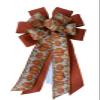 1 Pcs 10" Hand Made Wired 2 Ribbon Pumpkin Wreath Bow Orange Burnt Thanksgiving view 1