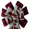 1 Pcs 10" Hand Made Wired 2 Ribbon Buffalo Plaid Moose Wreath Bow Christmas Holiday view 1
