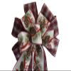 1 Pcs 10" Hand Made Wired 2 Ribbon Plaid Pine Cone Holly Wreath Bow Christmas Holiday view 2