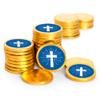 80ct Cross Vacation Bible School Candy Religious Party Favors Chocolate Coins (80 Count) - Gold Foil - First Communion, Baptism, Confirmation view 1