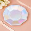 Tableclothsfactory 25 Pack | 7.5" Iridescent Decagonal Premium Dinner Paper Plates - 300 GSM for Wedding Receptions, Banquets, Catered Events view 3