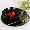 EcoQuality 16 oz Black Plastic Round Bowls with Gold Rim - Disposable Plastic Soup Bowls, Heavy Duty Plastic Salad Bowls, Dessert Bowl for Baby Showers, Weddings, Birthday Party (240 PACK) view 3