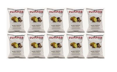 Torres Patatas Fritas Spanish Potato Chips Imported From Barcelona, Spain Exotic Flavors (Trufa Negra, 10 Pack)