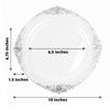 Tableclothsfactory 10 Pack | Clear/Silver Baroque 10" Round Plastic Dinner Plates, Disposable Tableware with Leaf Embossed Gold Rim view 3