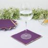 Tableclothsfactory 50 Pack | 2 Ply Soft Purple with Gold Foil Edge Party Paper Napkins, Dinner Cocktail Beverage Napkins view 2