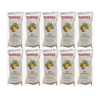 Torres Patatas Fritas Spanish Potato Chips Imported From Barcelona, Spain Exotic Flavors (Aceite de Oliva Virgen, 10 Pack)