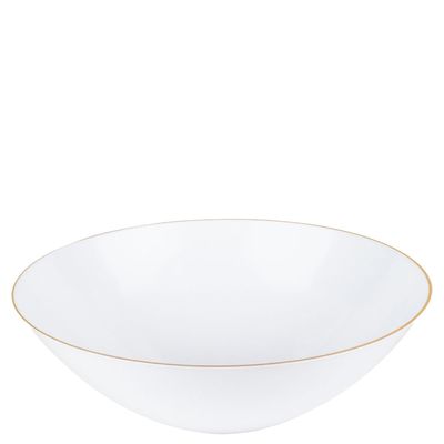 EcoQuality 16 oz White Plastic Round Bowls with Gold Rim - Disposable Plastic Soup Bowls, Heavy Duty Plastic Salad Bowls, Dessert Bowl for Baby Showers, Weddings, Birthday Party (240 PACK)