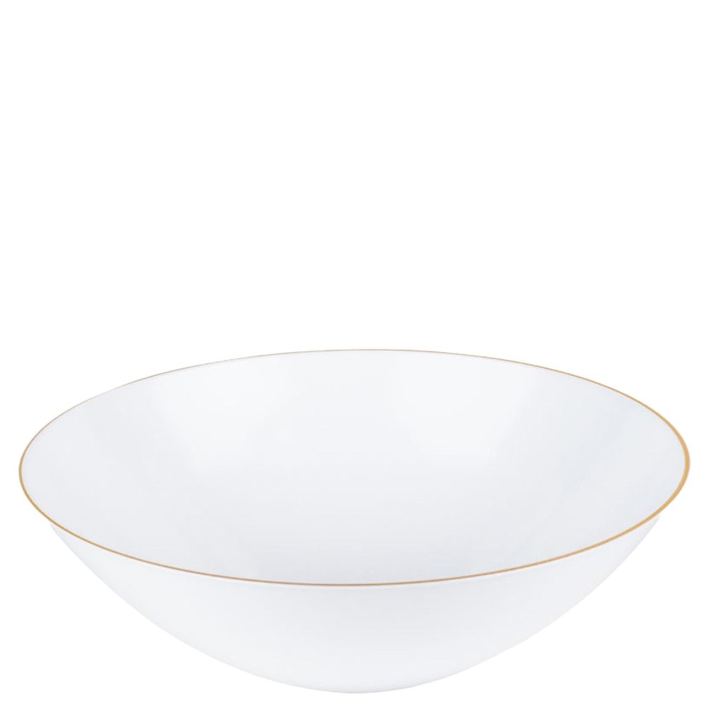 EcoQuality 16 oz White Plastic Round Bowls with Gold Rim - Disposable Plastic Soup Bowls, Heavy Duty Plastic Salad Bowls, Dessert Bowl for Baby Showers, Weddings, Birthday Party (90 PACK)