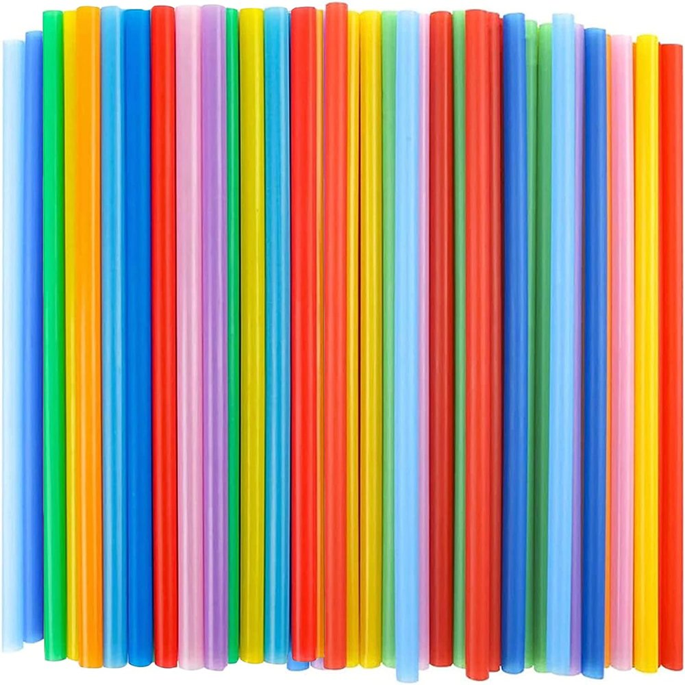 100pcs Disposable Drinking Cute Straw Individually Wrapped, Milkshake Plastic Straws in Assorted Bright Colors, Large Pack