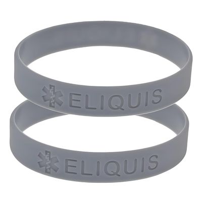 Medical Alert Eliquis Silicone Waterproof Colored Bracelet,2 Pcs Wristband Inspirational Bracelet Trend Accessories Sports Wrist Strap Gift for Him Her, Pack of 2