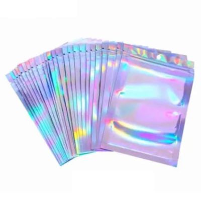 100pcs Cellophane Self Sealing Bag, Hologram Iridescent Transparent Cellophane Bags Cookie Bags for Candy Cookies Jewelry 9 X 12cm