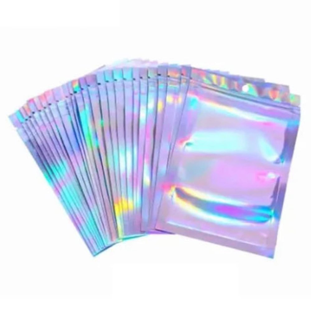 100pcs Cellophane Self Sealing Bag, Hologram Iridescent Transparent Cellophane Bags Cookie Bags for Candy Cookies Jewelry 9 X 12cm