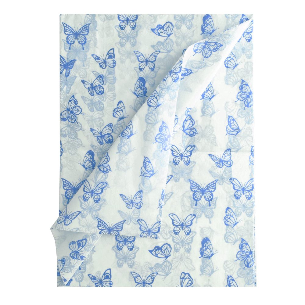 30pcs Tissue Paper Sheets, Blue Butterfly Tissue Paper Wrapping Tissue Paper Bulk for Packaging Christmas Wedding Birthday Party Baby Showers DIY Crafts Arts (13.8x19.7 inch)