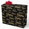 MyPupSocks Personalized Golden Glitter Name Wrapping Paper with Logo, Custom Gift Wrapping Paper Roll for Friend Sister BFF Customized Birthday Christmas Graduation Wrap Paper 58x23 5 Rolls view 1