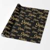 MyPupSocks Personalized Golden Glitter Name Wrapping Paper with Logo, Custom Gift Wrapping Paper Roll for Friend Sister BFF Customized Birthday Christmas Graduation Wrap Paper 58x23 5 Rolls view 2