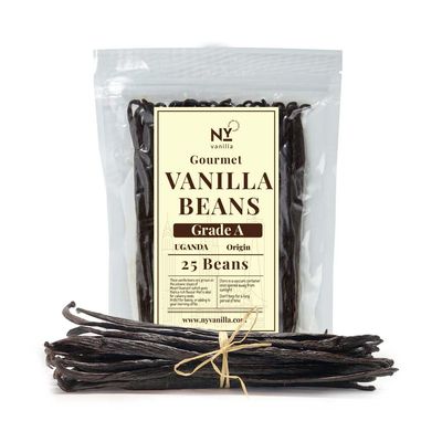 25 Whole Vanilla Beans Grade A+, Premium Vanilla Beans Pods for Extract (25beans) | 6-8 Inches | Non-GMO. By NY Vanilla