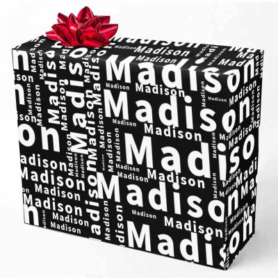 MyPupSocks Personalized Wrapping Paper for Son, White Name Black Background Gift Wrap Paper Custom Name Wrapping Paper Roll for Mom Mama Mother's Day, Customize Birthday Wrapping Paper 58x23 5 Rolls