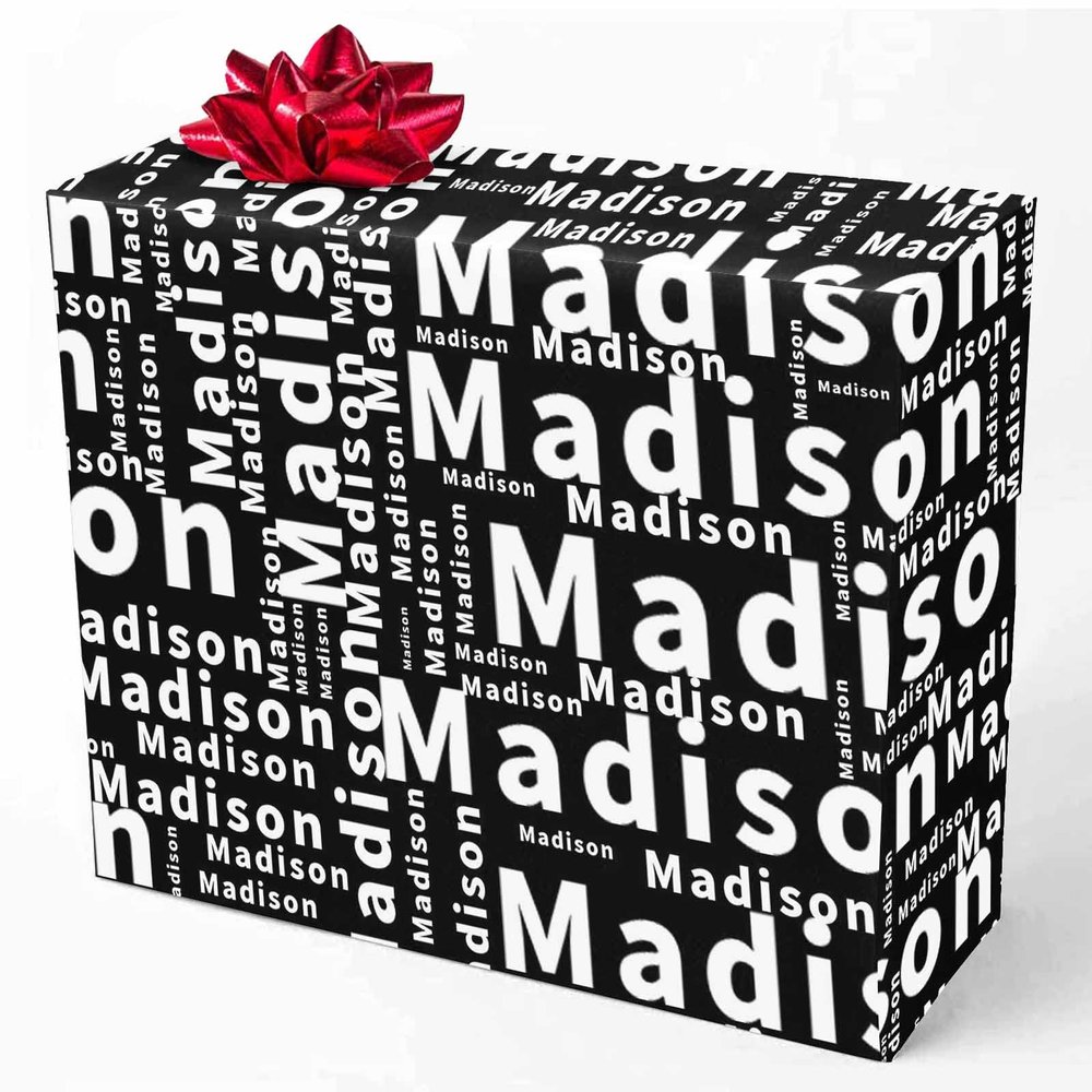 MyPupSocks Personalized Wrapping Paper for Son, White Name Black Background Gift Wrap Paper Custom Name Wrapping Paper Roll for Mom Mama Mother's Day, Customize Birthday Wrapping Paper 58x23 5 Rolls