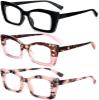 REAVEE 3 Pack Oversized Square Reading Glasses Oprah Style for Women, Blue Light Blocking Large Frame Computer Designer Fashion Readers with Spring Hinge (Black/Pink Tortoise/Tortoise Pink,1.75) view 2