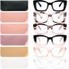 REAVEE 6 Pack Oversized Square Reading Glasses Oprah Style for Women, Blue Light Blocking Large Frame Computer Designer Fashion Readers Spring Hinge with Leather Case,3.5 view 1