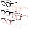 REAVEE 6 Pack Oversized Square Reading Glasses Oprah Style for Women, Blue Light Blocking Large Frame Computer Designer Fashion Readers Spring Hinge with Leather Case,3.5 view 2