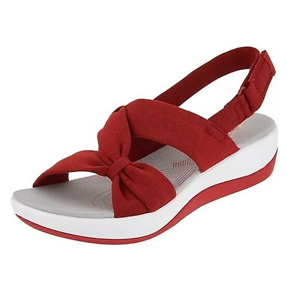 Women's Flat Orthopedic Arch Support Reduces Pain Comfy Sandal, Casual Non-Slip Comfy Adjusting Ankle-Strap Beach Walking Sandals with Arch Support (8,Red,Female)