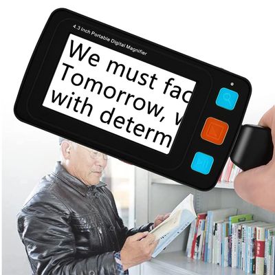 AALGO 5.0 inch Portable Digital Magnifier Electronic Reading Aid w/Foldable Handle 4X-32X Times Zoom 17 Color Modes 5 Levels for Brightness with Memory Function,Black