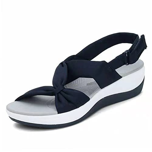 Women's Flat Orthopedic Arch Support Reduces Pain Comfy Sandal, Casual Non-Slip Comfy Adjusting Ankle-Strap Beach Walking Sandals with Arch Support (12,Blue,Female)