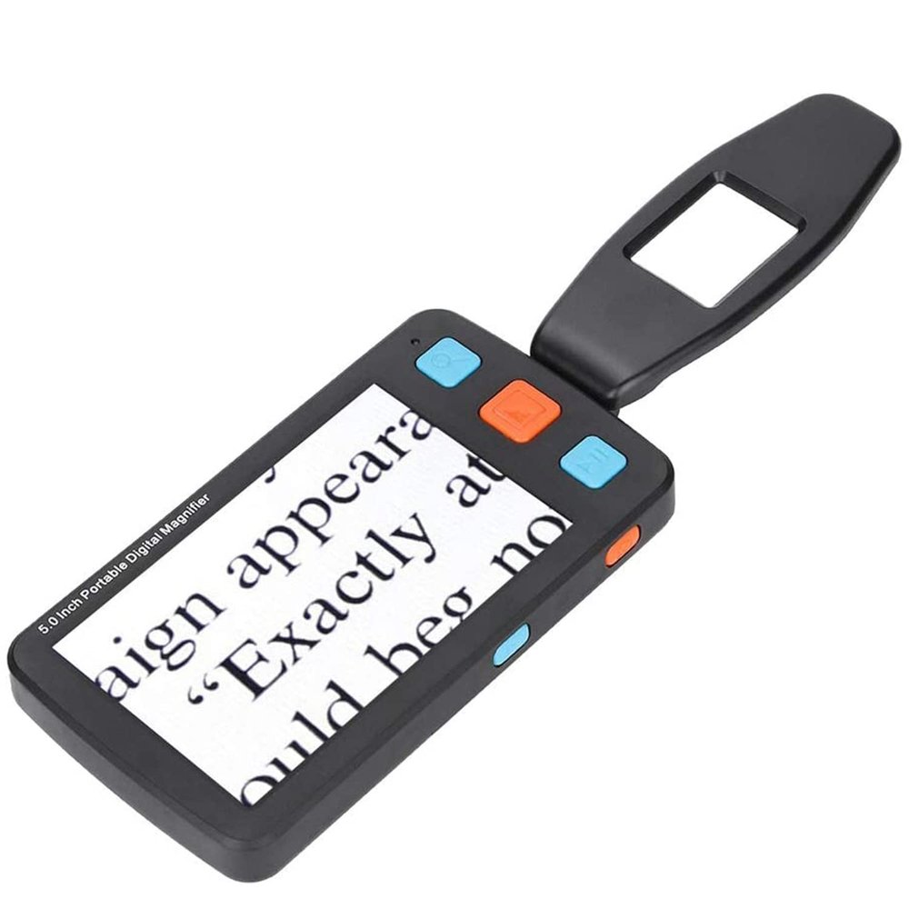AALGO Portable Digital Magnifier Reading Aid,5.0 Inch LCD Screen for Low Vision,Handheld Electronic Reading Magnifier 4X32X Zoom,with Memory Function,for Visually Impaired,Black