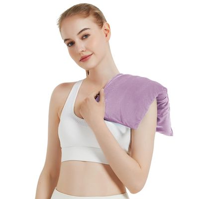 Microwavable Heating Pad with Washable Cover, 8 x 18 Microwave Heating Pad for Neck and Shoulders, Moist Heat Bean Bag Warm Compress for Knee, Joints, Wrist, Abdomen (Purple)