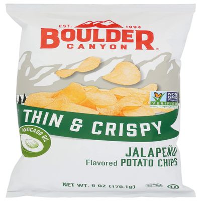 Boulder Canyon Jalapeo Potato Chips Made With Avocado Oil, Thin & Crispy, Gluten Free, 6 Ounces (Pack Of 12)