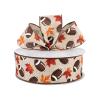 Fall Football Fabric Wired Ribbon, Gift Wrap, Make Crafts, Size 2.5' x 30 Feet view 1