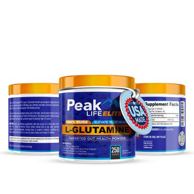 Peak Life Elite L-Glutamine Powder Supplement - 500mg - Supports Muscle Recovery, Gut Health & Immune Function - Unflavored, High Absorption, No Added Sugars, Non-GMO, Gluten-Free