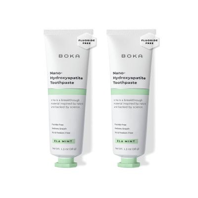Boka Fluoride Free Toothpaste, Nano Hydroxyapatite Toothpaste, Appropriate for Sensitive Teeth - for Adult, Kids Oral Care - Ela Mint Flavor, 1.3 Fl Oz 2Pk US Manufactured