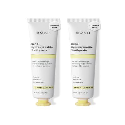 Boka Fluoride Free Toothpaste, Nano Hydroxyapatite Toothpaste, Appropriate for Sensitive Teeth - for Adult, Kids Oral Care - Lemon Lavender Flavor, 1.3 Fl Oz 2Pk US Manufactured
